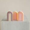 Slim Rainbow Candle - Cream + Purple + Brown