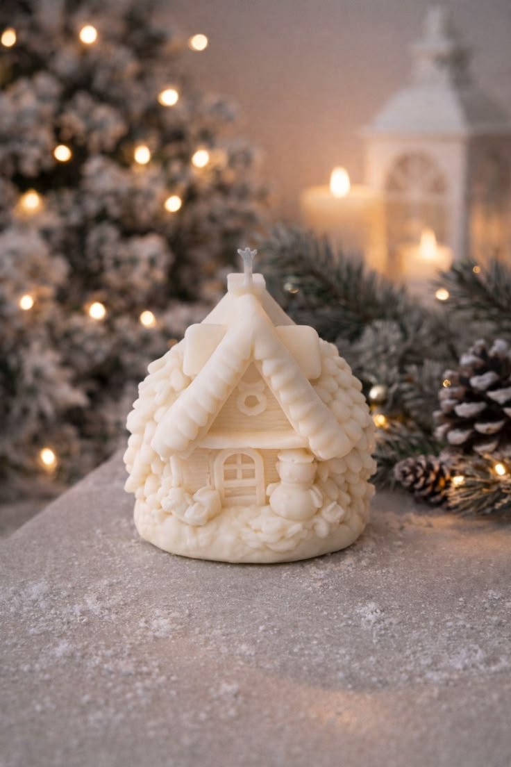 Christmas House Soy Candle - Festive Holiday Home Decor